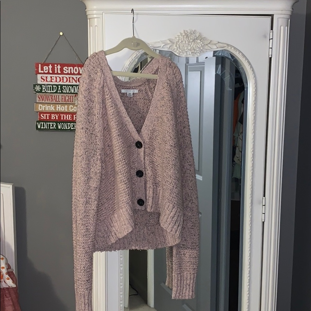 pink AE button sweater/cardigan